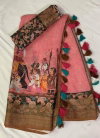 MG 397 Linen With Silver Jari Border Digital Printed Saree Wholesale Online